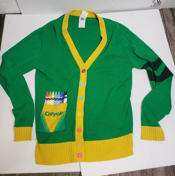 Crayola Crayon Cardigan Sweater Teacher 